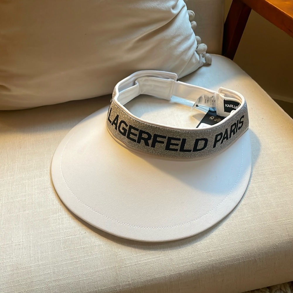 NWT Karl Lagerfeld - white visor with silver/black logo